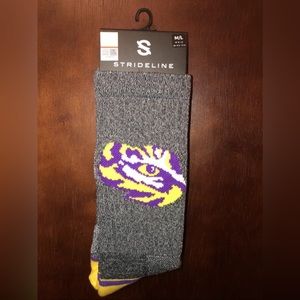 LOUISIANA STATE UNIVERSITY STRIDELINE CREW SOCKS NWT MEN’S SHOE SIZE 8-12